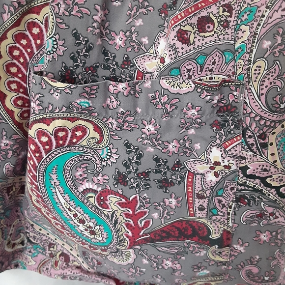HEALING HANDS GREY/PAISLEY MULTI COLOR SMOCKED SCRUB TOP COTTON #5011X WMS 3XL - Picture 3 of 10